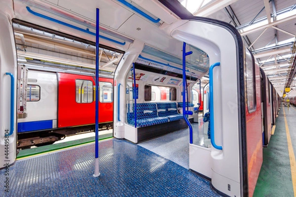 Fototapeta Subway Train undergoing maintenance at a engineering depot London, UK