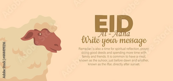 Fototapeta Eid Al Adha Celebration of Muslim holiday the sacrifice a camel, sheep and goat. Can used for landing page, template, ui, web, mobile app, poster, banner, flyer, background.