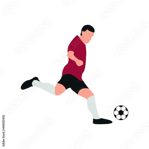 Fototapeta Illustration vector graphic of a man kicking the ball. Perfect for website, presentation, or anything about football.