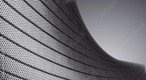 Obraz Abstract metal perforated stripe background. 3D rendering.