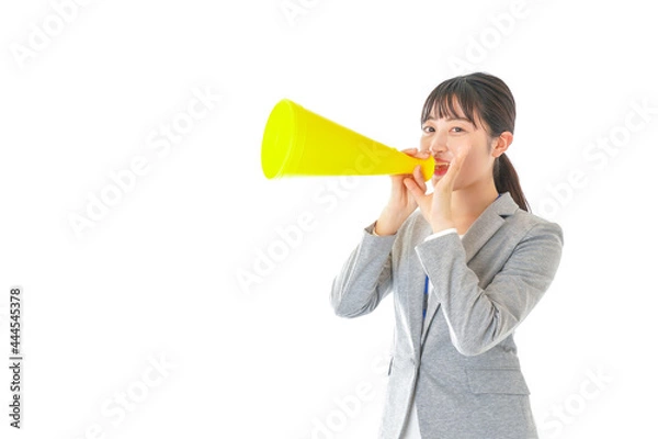 Fototapeta 叫ぶ若いビジネスウーマン