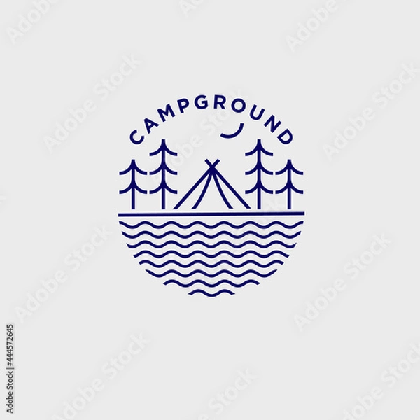 Fototapeta landscape monoline logo, vector, lineart