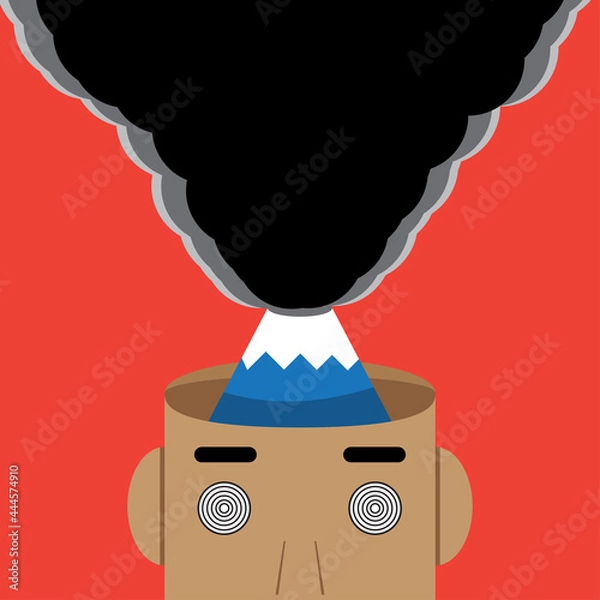 Obraz vector illustration of man and volcano erupting