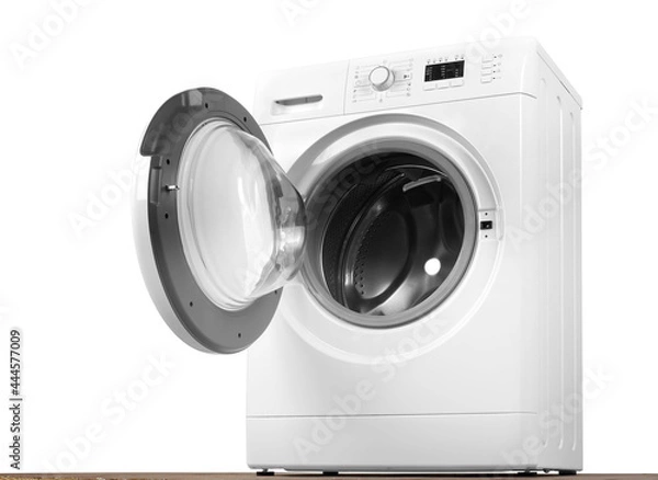 Obraz Home appliance - Front and down view open door Washing machine. Isolated