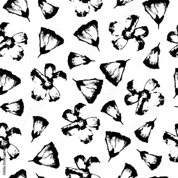 Obraz Vector seamless pattern with hand-drawn flowers on white background.