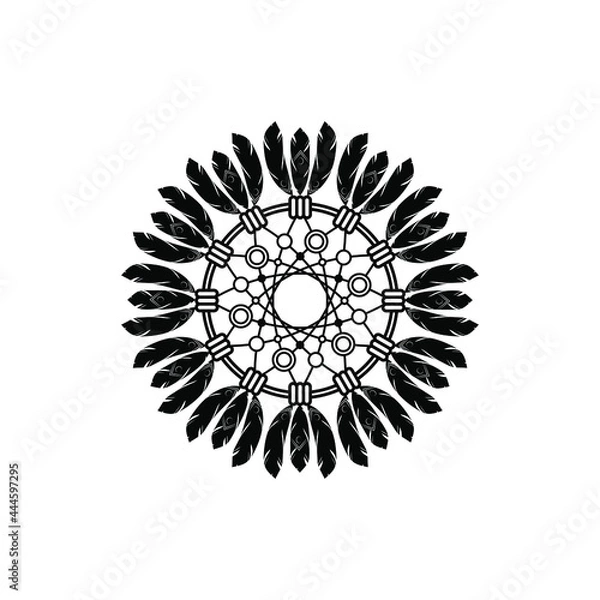 Obraz Boho dreamcatcher, isolated, black and white