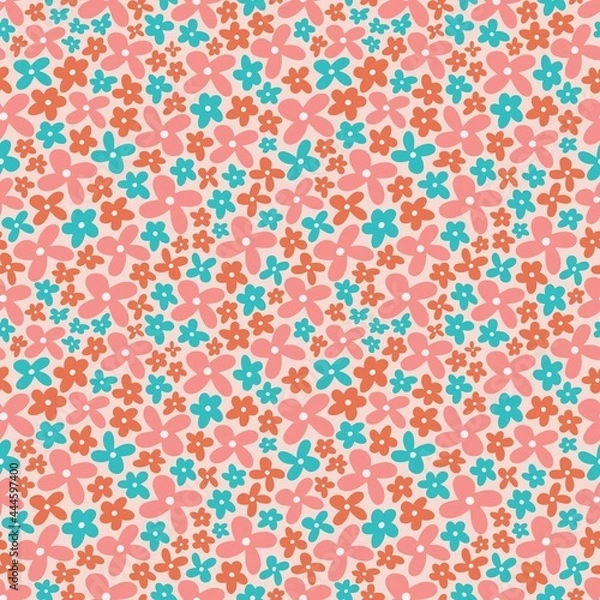 Fototapeta Tiny flowers seamless vector pattern. For textile, packaging, design.