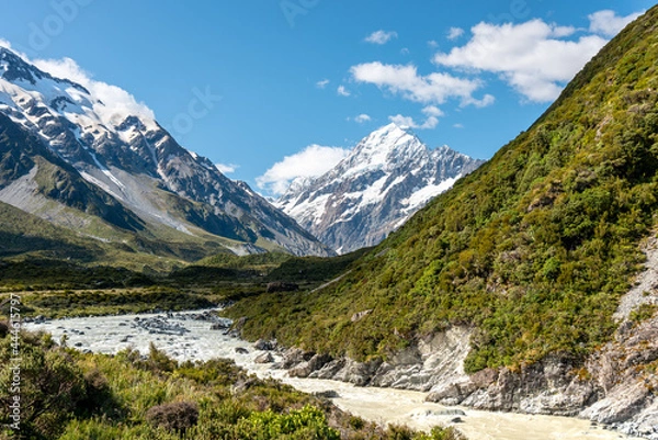 Fototapeta Famous Mount Cook from Hooker Valley track, New Zealand