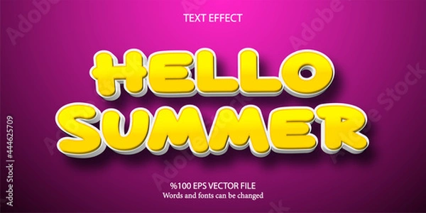 Fototapeta Energetic and funny editable text effect: Hello Summer