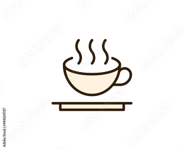 Fototapeta Cup of tea or coffee flat icon. Single high quality outline symbol for web design or mobile app.  Holidays thin line signs for design logo, visit card, etc. Outline pictogram EPS10