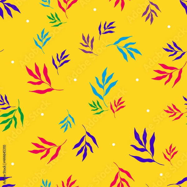 Fototapeta Seamless pattern of colorful tropical leaves