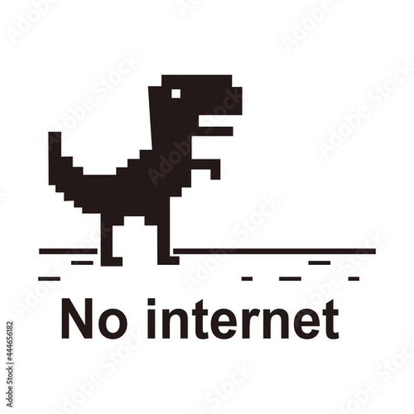Fototapeta Pixel art of dinosaur icon vector describing no internet