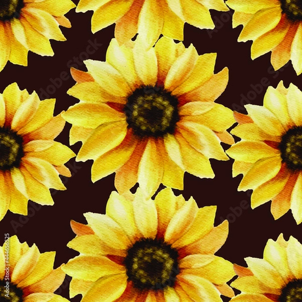 Fototapeta Vector pattern with a floral theme. Background with leaves and flowers. The backdrop for greeting cards, posters, banners, and placards.
