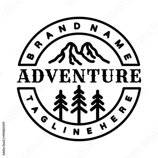 Fototapeta Logo designs Mountain black with line art style