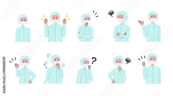 Obraz 食品工場の作業員の表情イラストセット