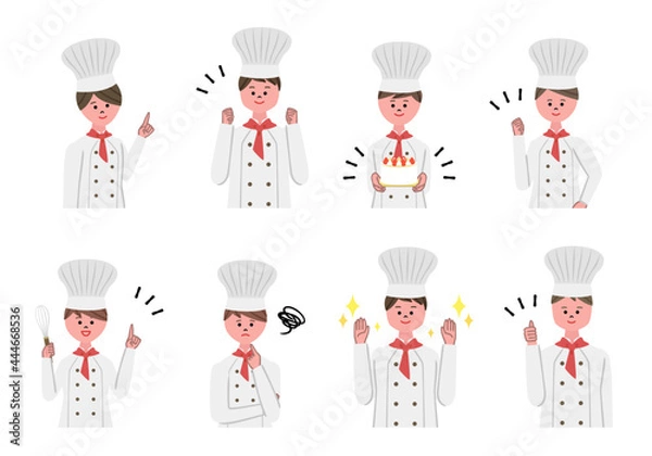 Obraz パティシエの表情イラストセット