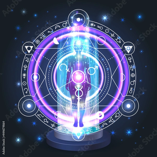 Fototapeta esoteric mystical portal, movement of the astral body in space