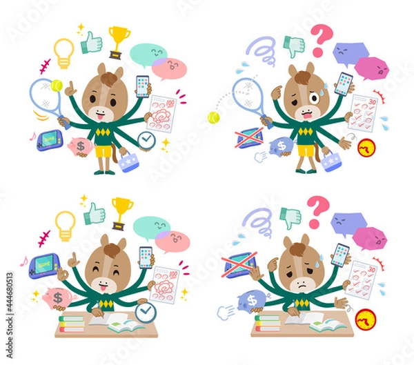 Fototapeta マルチタスクをこなすウマの男の子のセット
