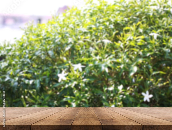 Fototapeta 3D rendering, wooden top table on isolate blurred background 