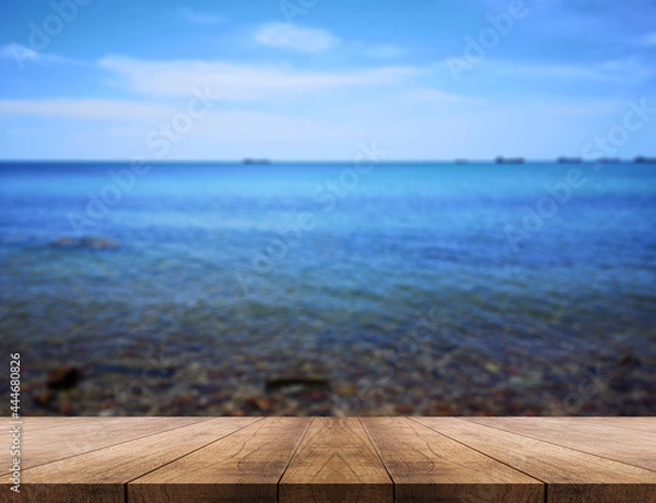 Obraz 3D rendering, wooden top table on isolate blurred background 