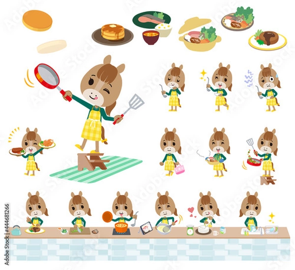Fototapeta 料理に関するウマの女の子のセット