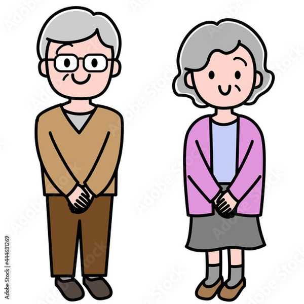 Fototapeta 高齢者　お年寄り　老人　老夫婦　イラスト素材
