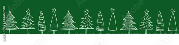 Obraz クリスマスの雪と木のイラスト北欧風