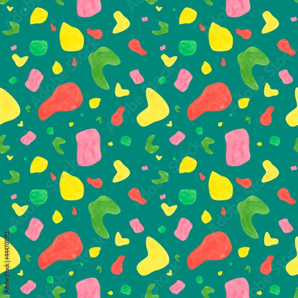 Fototapeta Abstract spots seamless pattern in terrazzo style.