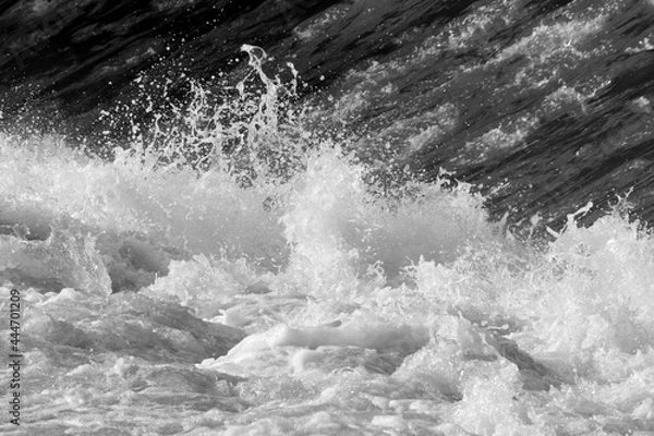 Fototapeta Background of white water splashing on a river