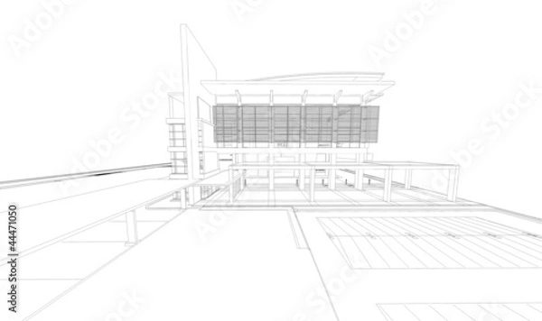 Fototapeta Wireframe of building