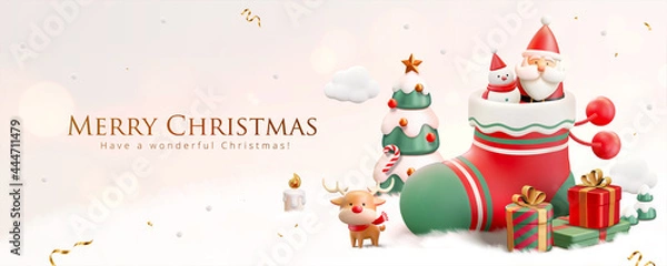 Obraz 3d white Christmas banner