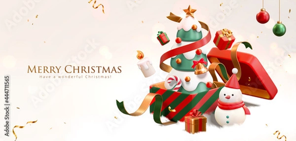 Obraz 3d white Christmas banner