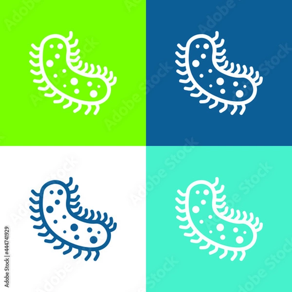 Fototapeta Bacteria Flat four color minimal icon set