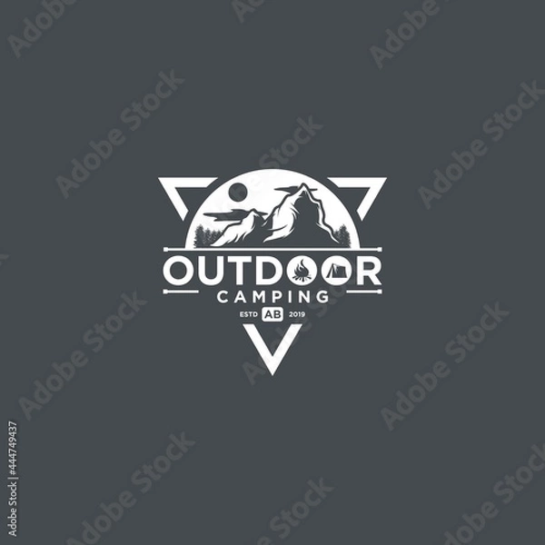 Obraz mountain outdoor camping logo design vector