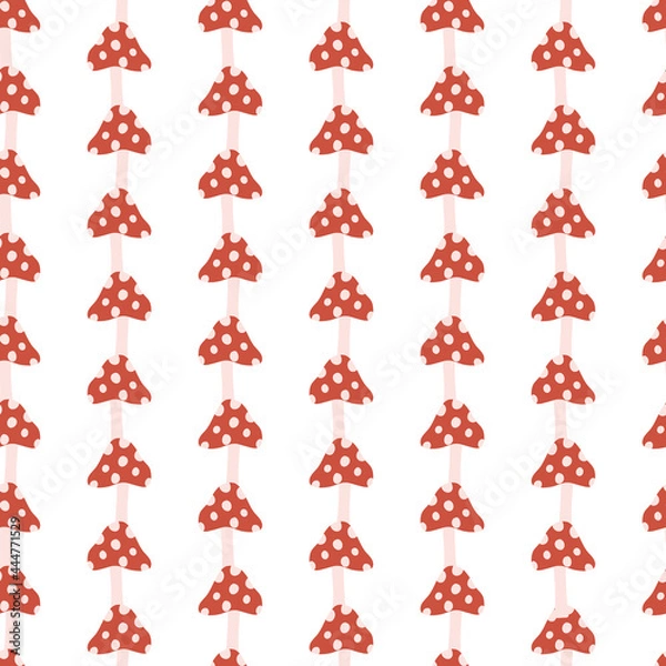 Obraz Red and Pink Polka Dot Mushroom Striped Seamless Pattern Background