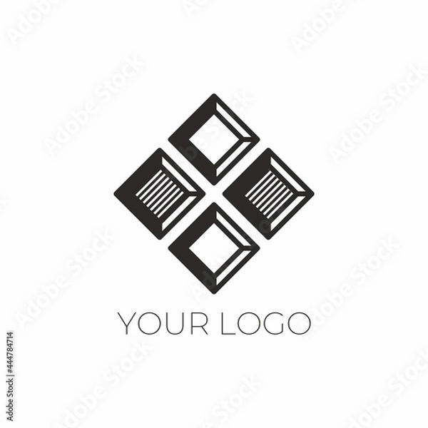 Fototapeta Stylish chocolate logo. Vector logo for chocolatier. Design element for cafes, restaurants, handmade. Bean-to-bar chocolate.