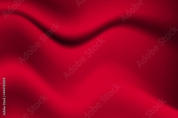 Fototapeta Silk red background. Abstract vector pattern with copy space. Liquid wave texture, smooth drapery wallpaper. Wedding fabric, satin. Wavy design for banner, card, postcard, backdrop