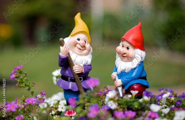 Obraz garden figures gnomes in flowers