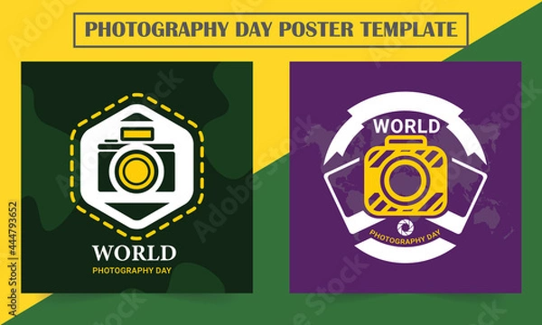 Obraz Photography day poster template. poster, flyer, banner, greeting cards, or print items.