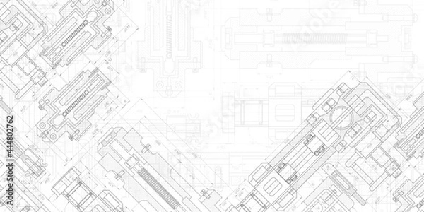 Obraz Mechanical Engineering drawing.Technical drawing background ..Technology industry.Vector illustration.