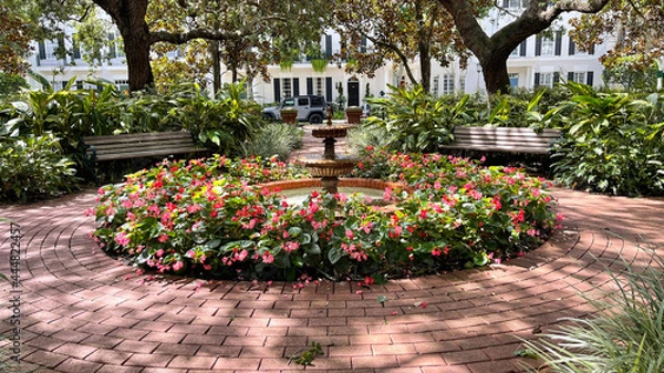 Obraz Path leading into a park with a fountain in Orlando, Florida.