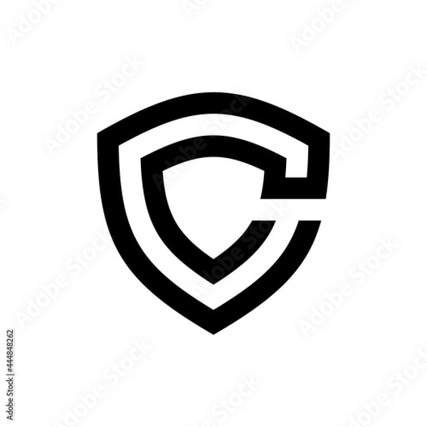 Fototapeta Minimalist shield logo initials C