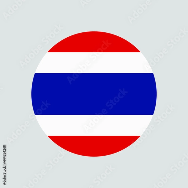 Fototapeta Round Thai flag vector icon isolated on white background. The flag of Thailand in a circle.