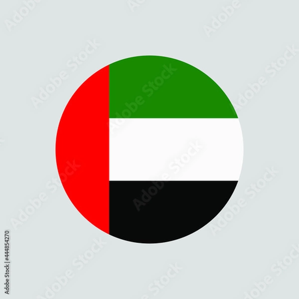 Obraz Round UAE flag vector icon isolated on white background. The flag of the United Arab Emirates in a circle.