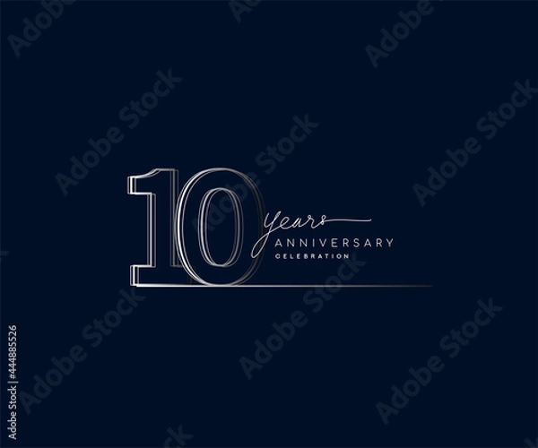Fototapeta 10th years anniversary celebration logotype with linked number. Simple and modern design, vector design for anniversary celebration.
