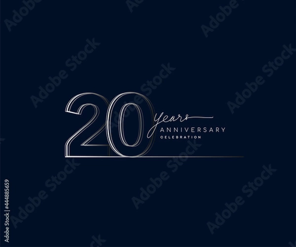 Fototapeta 20th years anniversary celebration logotype with linked number. Simple and modern design, vector design for anniversary celebration.