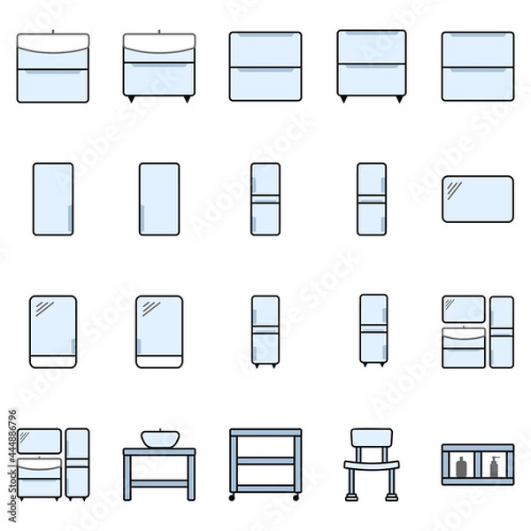 Obraz collection of bathroom furniture icons, vector