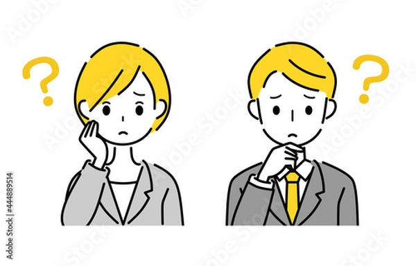 Fototapeta ビジネスマンとビジネスウーマン　困る　疑問