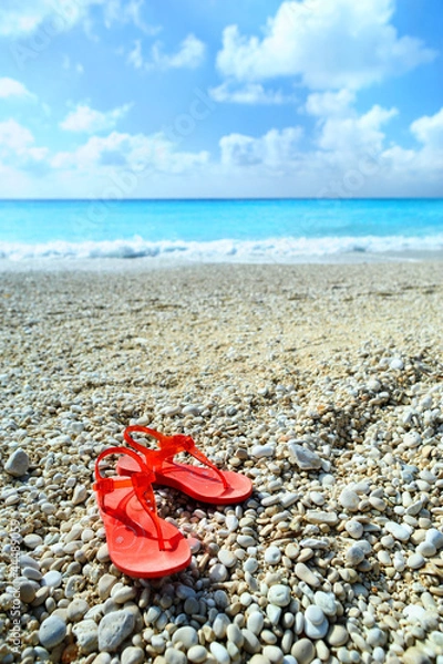 Obraz Sandals on an exotic beach