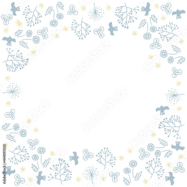 Fototapeta 青と黄色の北欧フレーム